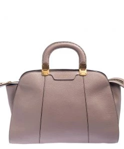 Emporio Armani Old Rose Grained Leather Zip Satchel For Women