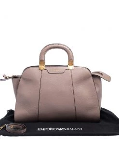 Emporio Armani Old Rose Grained Leather Zip Satchel For Women -Emporio Armani sale luxury women emporio armani used handbags p439733 011