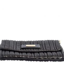 Emporio Armani Black Leather Pleated Crossbody Bag For Women -Emporio Armani sale luxury women emporio armani used handbags p444337 008