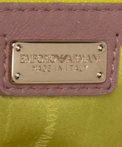 Emporio Armani Old Rose Pink Leather Zip Satchel For Women -Emporio Armani sale luxury women emporio armani used handbags p453357 002
