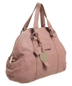 Emporio Armani Old Rose Pink Leather Zip Satchel For Women -Emporio Armani sale luxury women emporio armani used handbags p453357 006