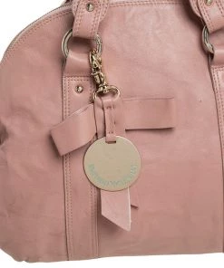 Emporio Armani Old Rose Pink Leather Zip Satchel For Women -Emporio Armani sale luxury women emporio armani used handbags p453357 007
