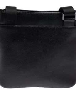 Emporio Armani Black Leather Slim Messenger Bag For Women -Emporio Armani sale luxury women emporio armani used handbags p454381 006