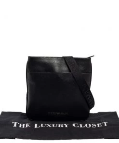 Emporio Armani Black Leather Slim Messenger Bag For Women -Emporio Armani sale luxury women emporio armani used handbags p454381 009