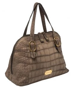 Emporio Armani Taupe Croc Embossed Leather Dome Satchel For Women -Emporio Armani sale luxury women emporio armani used handbags p455776 007