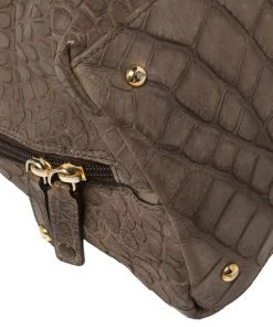Emporio Armani Taupe Croc Embossed Leather Dome Satchel For Women -Emporio Armani sale luxury women emporio armani used handbags p455776 009