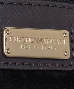 Emporio Armani Grey Signature Canvas And Leather Zip Hobo For Women -Emporio Armani sale luxury women emporio armani used handbags p459530 002