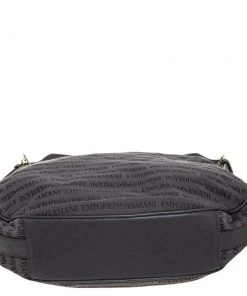 Emporio Armani Grey Signature Canvas And Leather Zip Hobo For Women -Emporio Armani sale luxury women emporio armani used handbags p459530 004