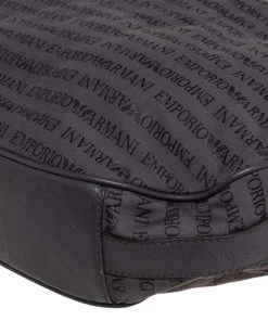 Emporio Armani Grey Signature Canvas And Leather Zip Hobo For Women -Emporio Armani sale luxury women emporio armani used handbags p459530 010