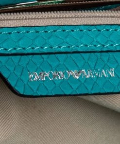 Emporio Armani Blue Python Embossed Leather Frame Clutch For Women -Emporio Armani sale luxury women emporio armani used handbags p459543 004