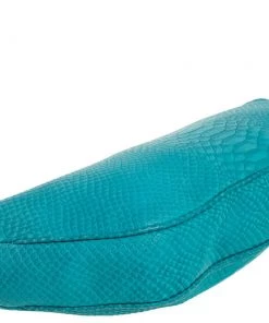 Emporio Armani Blue Python Embossed Leather Frame Clutch For Women -Emporio Armani sale luxury women emporio armani used handbags p459543 008