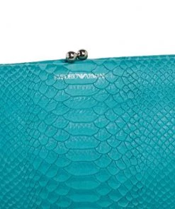 Emporio Armani Blue Python Embossed Leather Frame Clutch For Women -Emporio Armani sale luxury women emporio armani used handbags p459543 009
