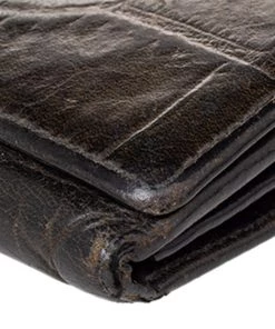 Emporio Armani Black Croc Embossed Leather Flap Wallet For Women -Emporio Armani sale luxury women emporio armani used handbags p469420 002