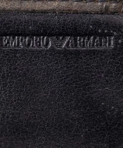 Emporio Armani Black Croc Embossed Leather Flap Wallet For Women -Emporio Armani sale luxury women emporio armani used handbags p469420 005