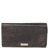 Emporio Armani Black Croc Embossed Leather Flap Wallet For Women -Emporio Armani sale luxury women emporio armani used handbags p469420 008