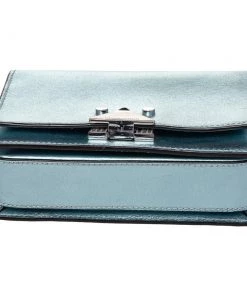 Emporio Armani Metallic Mint Green Leather Chain Shoulder Bag For Women -Emporio Armani sale luxury women emporio armani used handbags p470959 005