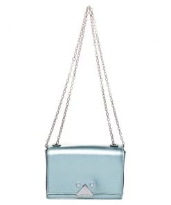 Emporio Armani Metallic Mint Green Leather Chain Shoulder Bag For Women