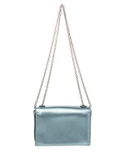Emporio Armani Metallic Mint Green Leather Chain Shoulder Bag For Women -Emporio Armani sale luxury women emporio armani used handbags p470959 012