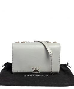 Emporio Armani Grey Leather Chain Shoulder Bag For Women -Emporio Armani sale luxury women emporio armani used handbags p472691 003