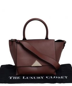 Emporio Armani Brown Leather Flap Top Handle Bag For Women -Emporio Armani sale luxury women emporio armani used handbags p483778 004