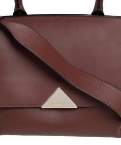 Emporio Armani Brown Leather Flap Top Handle Bag For Women -Emporio Armani sale luxury women emporio armani used handbags p483778 006