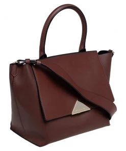 Emporio Armani Brown Leather Flap Top Handle Bag For Women -Emporio Armani sale luxury women emporio armani used handbags p483778 007