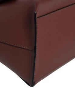 Emporio Armani Brown Leather Flap Top Handle Bag For Women -Emporio Armani sale luxury women emporio armani used handbags p483778 010