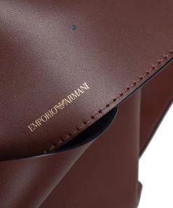 Emporio Armani Brown Leather Flap Top Handle Bag For Women -Emporio Armani sale luxury women emporio armani used handbags p483778 012