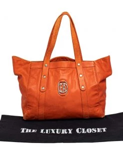 Emporio Armani Orange Leather Tote For Women -Emporio Armani sale luxury women emporio armani used handbags p486960 012