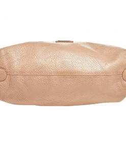 Emporio Armani Peach Pebbled Leather Top Zip Hobo For Women -Emporio Armani sale luxury women emporio armani used handbags p495336 002