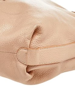 Emporio Armani Peach Pebbled Leather Top Zip Hobo For Women -Emporio Armani sale luxury women emporio armani used handbags p495336 004