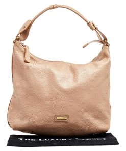 Emporio Armani Peach Pebbled Leather Top Zip Hobo For Women -Emporio Armani sale luxury women emporio armani used handbags p495336 009