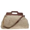 Emporio Armani Beige/Brown Monogram Canvas And Leather Shoulder Bag For Women