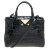Emporio Armani Green Crocodile Embossed Leather Satchel For Women -Emporio Armani sale luxury women emporio armani used handbags p514983 008