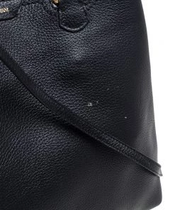 Emporio Armani Black Grained Leather Convertible Tote For Women -Emporio Armani sale luxury women emporio armani used handbags p526935 001