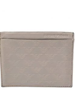 Emporio Armani Grey Leather Card Holder For Women