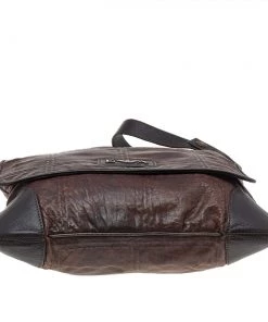 Emporio Armani Dark Brown Leather Flap Messenger For Women -Emporio Armani sale luxury women emporio armani used handbags p542746 004