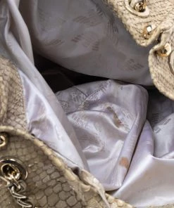 Emporio Armani Beige Glittery Snakeskin Embossed Leather Chain Detail Hobo For Women 20 Emporio Armani Beige Glittery Snakeskin Embossed Leather Chain Detail Hobo For Women -Emporio Armani sale luxury women emporio armani used handbags p549819 004