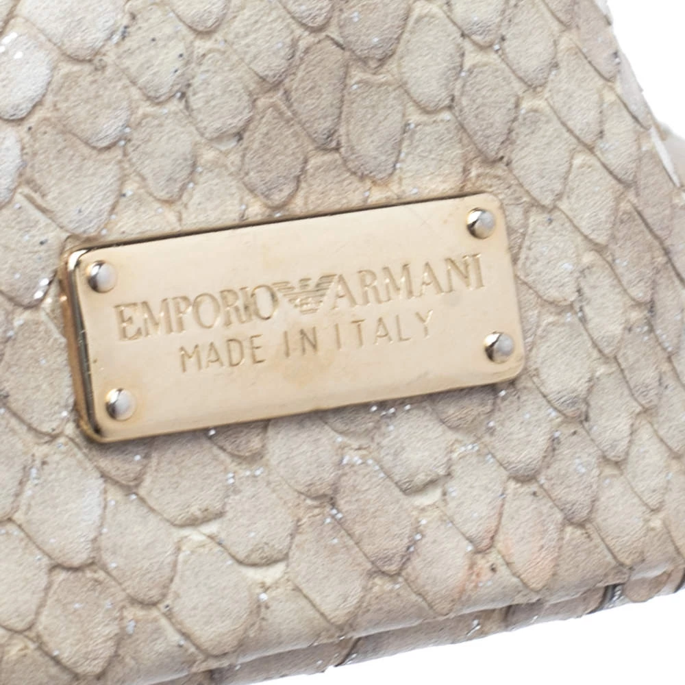Emporio Armani Beige Glittery Snakeskin Embossed Leather Chain Detail Hobo For Women 11 Emporio Armani Beige Glittery Snakeskin Embossed Leather Chain Detail Hobo For Women - Image 9