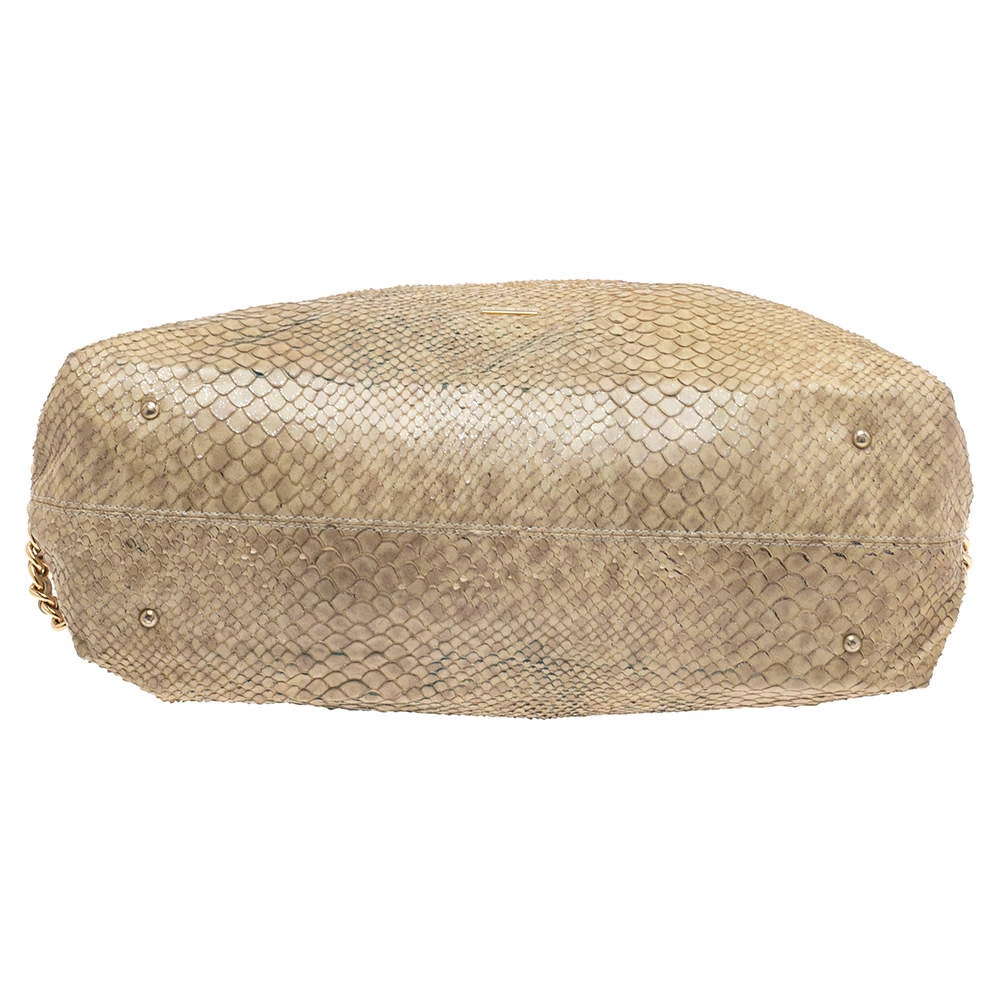 Emporio Armani Beige Glittery Snakeskin Embossed Leather Chain Detail Hobo For Women 8 Emporio Armani Beige Glittery Snakeskin Embossed Leather Chain Detail Hobo For Women - Image 6