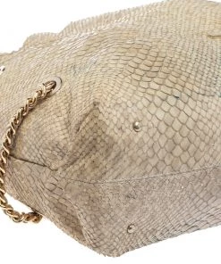 Emporio Armani Beige Glittery Snakeskin Embossed Leather Chain Detail Hobo For Women 24 Emporio Armani Beige Glittery Snakeskin Embossed Leather Chain Detail Hobo For Women -Emporio Armani sale luxury women emporio armani used handbags p549819 008