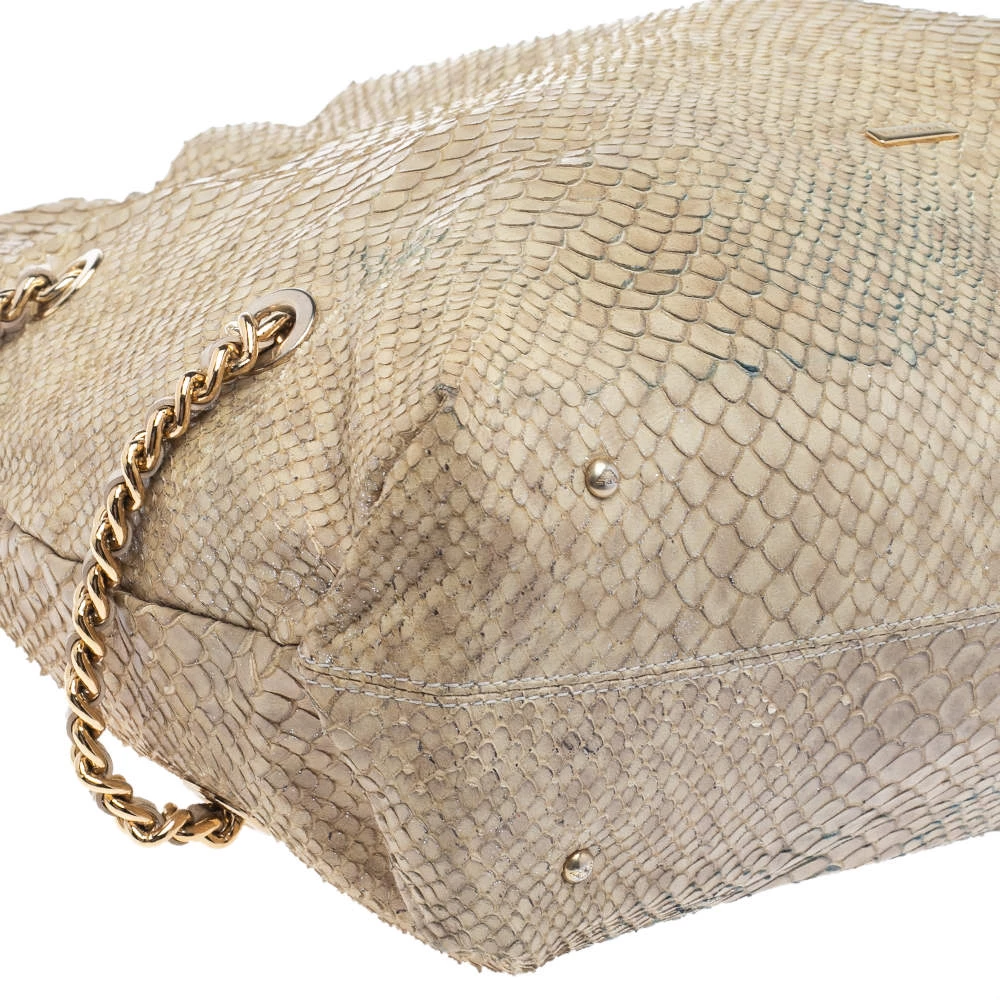 Emporio Armani Beige Glittery Snakeskin Embossed Leather Chain Detail Hobo For Women 13 Emporio Armani Beige Glittery Snakeskin Embossed Leather Chain Detail Hobo For Women - Image 11
