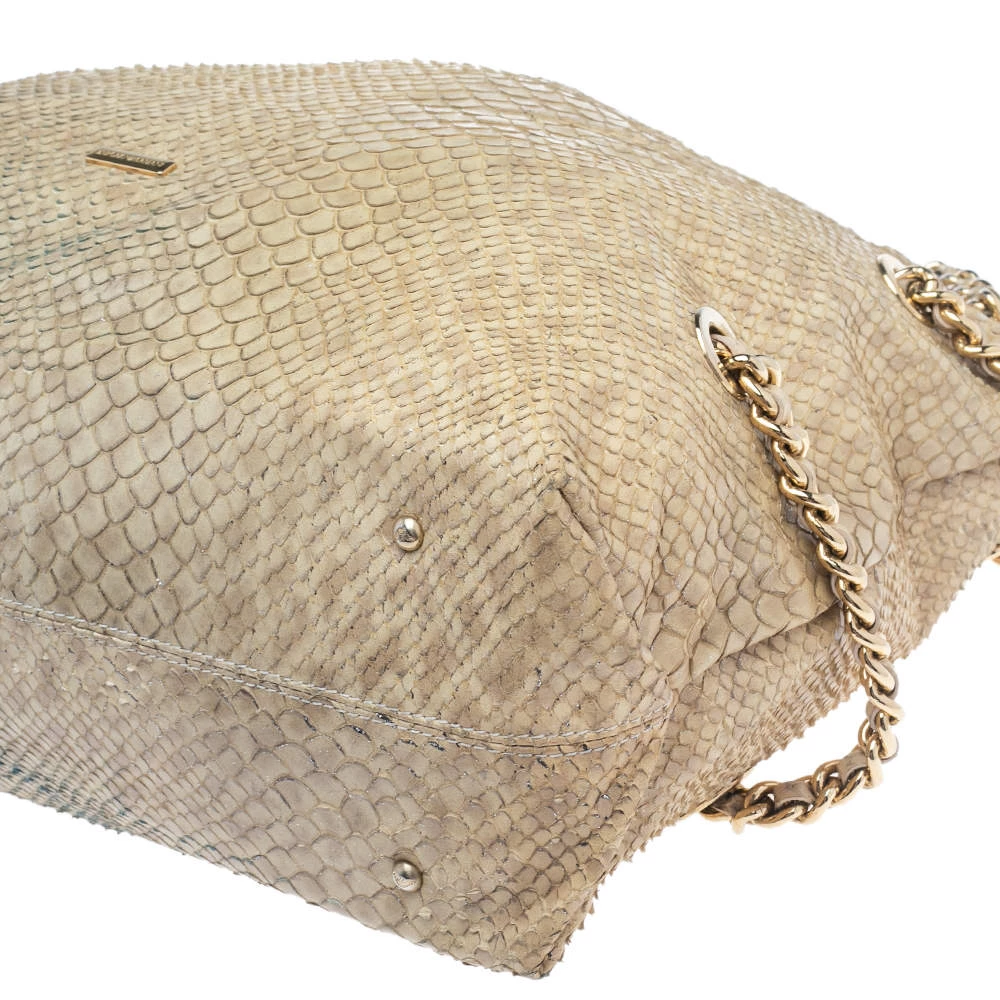 Emporio Armani Beige Glittery Snakeskin Embossed Leather Chain Detail Hobo For Women 14 Emporio Armani Beige Glittery Snakeskin Embossed Leather Chain Detail Hobo For Women - Image 12