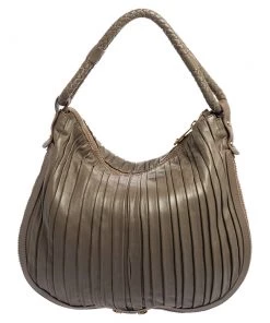 Emporio Armani Grey Leather Leather Zip Around Hobo For Women -Emporio Armani sale luxury women emporio armani used handbags p566012 006