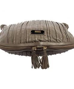 Emporio Armani Grey Leather Leather Zip Around Hobo For Women -Emporio Armani sale luxury women emporio armani used handbags p566012 007