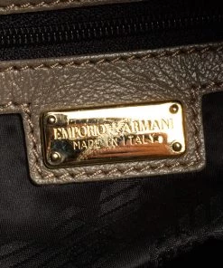 Emporio Armani Grey Leather Leather Zip Around Hobo For Women -Emporio Armani sale luxury women emporio armani used handbags p566012 010