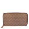 Emporio Armani Beige Printed Leather Zip Around Wallet For Women