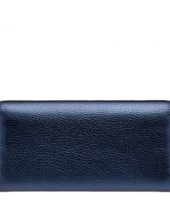 Emporio Armani Metallic Navy Blue Leather Continental Wallet For Women -Emporio Armani sale luxury women emporio armani used handbags p567917 004