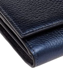 Emporio Armani Metallic Navy Blue Leather Continental Wallet For Women -Emporio Armani sale luxury women emporio armani used handbags p567917 008