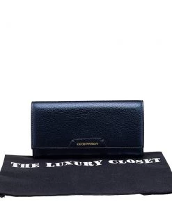 Emporio Armani Metallic Navy Blue Leather Continental Wallet For Women -Emporio Armani sale luxury women emporio armani used handbags p567917 009